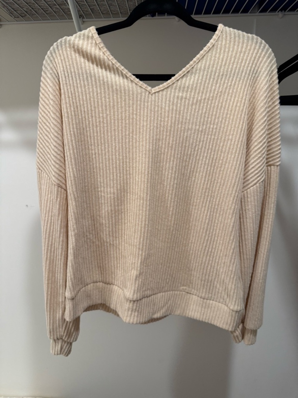 Cozy Ribbed V-Neck Sweater in Cream